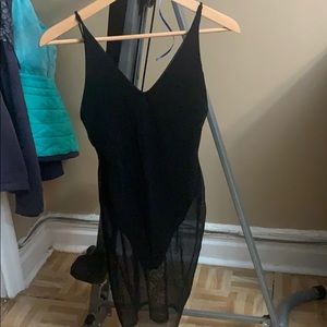 Black mesh mini dress